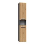 Hucoco - horti - meuble salle de bain avec panier  linge - 31x30x174cm - colonne rangement sdb gris ...
