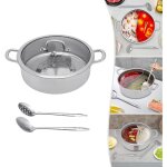 Gojoy - hotpot cuisinière en acier inoxydable 304 avec cuillère, cuillère à lécher et couvercle, poêle ... Gojoy - hotpot cuisinière en acier inoxydable 304 avec cuillère, cuillère à lécher et couvercle, poêle ...