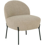 House nordic - fauteuil lounge 57x66x71 cm en tissu bouclette beige et noir
