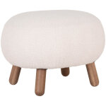 House nordic - pouf 60x50x37 cm en tissu bouclette blanc et pieds en pin effet noyer