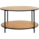 House nordic - table basse ronde 80x45 cm en m�tal noir et ch�ne - vitea