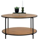 House nordic - table basse ronde 80x45 cm en m�tal noir et ch�ne - vitea