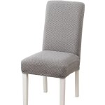 Housse assise chaise elastique jacquard extensible housse de chaise gaufr�e pour salle � manger (gris ...