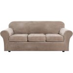 Housse de canap� moderne en velours en peluche 4 pi�ces � haute �lasticit�forme de forme housse de canap� ...