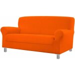 Housse de canap� r�sistant aux taches �lastiqu� imperm�able prot�gez sofa de couleur unie orange - 3 ...