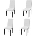 Housse de chaise droite extensible 4 pcs blanc vidaxl