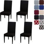 Housse de chaise extensible lot de 4 , (noir)couverture protecteur de chaise salle a manger universel ...