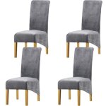 Housse de chaise en velours housse extensible luxe pour banquet f�te restaurant 4 pcs gris