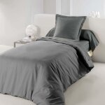 Douceur d'int�rieur ? housse de couette 1 personne 140 x 200 cm ? 100% coton ? 57 fils / cm� ? gris fonc� ...