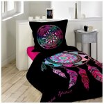 Housse de couette - 140 x 200 cm + taie - porte - bonheur - attrape - rêve - noir Housse de couette - 140 x 200 cm + taie - porte - bonheur - attrape - rêve - noir