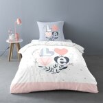 Housse de couette 140x200 love celia + taie polycoton