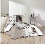 Housse de couette - 220 x 240 cm + taies - galets zen - taupe