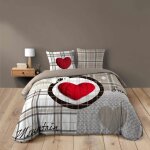 Douceur d'intérieur - housse de couette 220x240 cm + taies - love mountain - multicolore Douceur d'intérieur - housse de couette 220x240 cm + taies - love mountain - multicolore