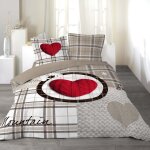 Douceur d'intrieur - housse de couette 220x240 cm + taies - love mountain - multicolore