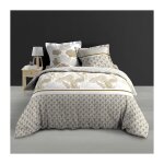Douceur d'int�rieur - housse de couette 220x240 cm + taies - percale - feuillage blanc, bronze et gris ...