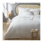 Douceur d'int�rieur - parure de lit 3 pi�ces en coton et lin 'laly' - blanc - 240 x 220 cm - livraison ...