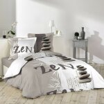 Douceur d'intrieur - housse de couette 240x220 + 2 taies galets zen coton 42 fils