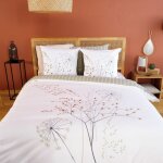 Ct dco - housse de couette 240x220 + 2 taies soliflore 100% coton 57 fils