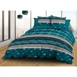 Housse de couette 240x260 + 2 taies - pur coton 57 fils - phenix bleu