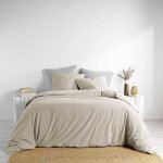 Douceur d'int�rieur ? housse de couette 260 x 240 cm en coton lav� 57 fils ? coloris beige uni ? certifi�e ...