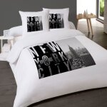 Housse de couette 260x240 bronx + 2 taies 100% coton