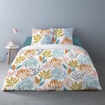 Housse de couette 260x240 floris + 2 taies 100% coton
