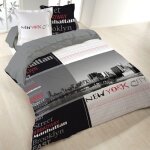 Housse de couette 260x240 manhattan + 2 taies 100% coton