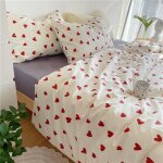 Housse de couette c?ur 200x230 rouge avec 2 taies d'oreiller 48x73 cm - parure de lit rouge et blanche ...