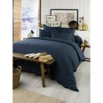 Housse de couette chaude en flanelle 240 x 220 cm candice bleu fonc