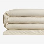 Sklum - housse de couette en percale de coton 180 fils pour lit de 90 cm agassi cr�me cannoli