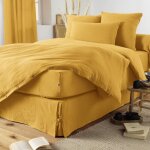 Housse de couette double gaze de coton jaune safran 260x240 cm