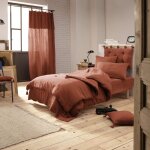 Terre de nuit - housse de couette double gaze de coton orange terracotta 140x200 cm