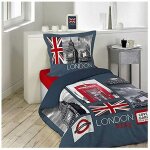 Housse de couette - london city - 140 x 200 cm + taie - 100% coton - multicolore