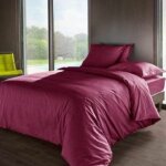 Vent du sud - housse de couette aubergine percale de coton 80 fils 240x260 cm