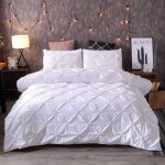 Housse de couette � plis pinc�s, luxueux microfibre parure de lit pliss�e blanc 3 pi�ces, une housse ...