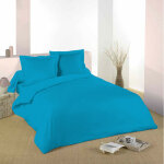 Housse de couette turquoise 240 x 220 cm / 100% coton / 57 fils / cm pour lit 2 places