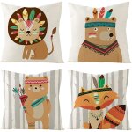 Housse de coussin 45 x 45 cm animaux lin housses de coussin jeter oreiller housse de coussin ensemble ...