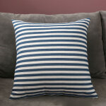 Housse de coussin de canap� 45x45 cm style nordique, tissu lin bleu ray�, accessoires textile maison