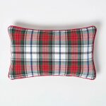 Housse de coussin � carreaux �cossais rouge et vert, 30 x 50 cm - homescapes