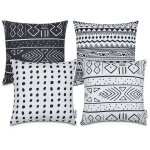 Housses de coussin dcoratif salon motifs gomtriques housse de coussin canap noir - blanc, 4pcs - ...