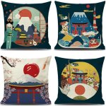 Housse de coussin japonais fuji ukiyo - e en taie d'oreiller canap� voiture maison lit d�cor 45 x 45cm, ...