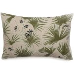 Housse de coussin en lin lav� imprim� v�g�tal doubl� coton lav� uni palawan 40x60 cm