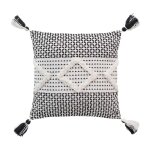 Housse de coussin � pompons 'sally' 40x40cm noir & blanc