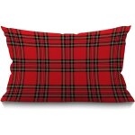 Housse de coussin traditionnelle �cossaise � carreaux �cossais en lin pour canap�, lit, canap�, voiture, ...
