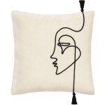 Housse de coussin visage en corde ivoire 40x40 cm