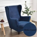 Housse de fauteuil à oreilles extensible 2 - pièces couverture de fauteuil avec housse de coussin en ... Housse de fauteuil à oreilles extensible 2 - pièces couverture de fauteuil avec housse de coussin en ...