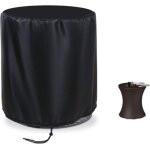 Housse imperm�able pour petite table ronde, table de patio, housse de seau � glace imperm�able, noir ...