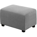 Housse de pouf carr�e extensible en peluche, housses de repose - pieds en jacquard doux pour prot�ger ...