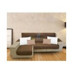 Suinga - housse de chaise pour canapé d'angle avec méridienne gauche, 240 cm marron et beige Suinga - housse de chaise pour canapé d'angle avec méridienne gauche, 240 cm marron et beige