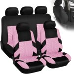 Housse siege voiture, 9pcs voiture cuir ensembles housses si�ge, housses de si�ge universelles(rose)